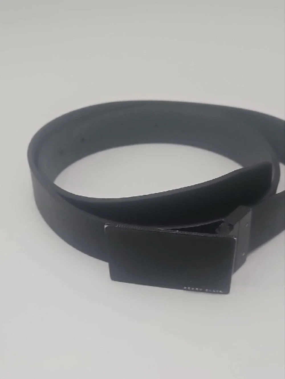 Perry Ellis Black Men's Plaque Buckle Dress Belt